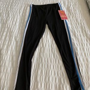 Blue and white striped leggings